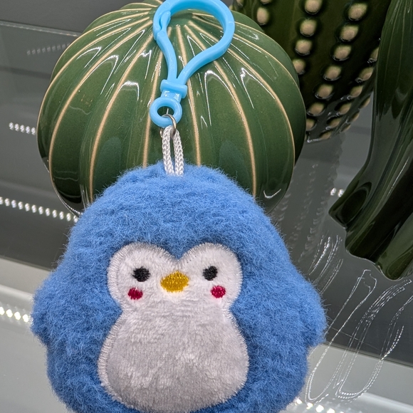 Other - Blue Fuzzy Penguin Plush Keychain/Bagcharm